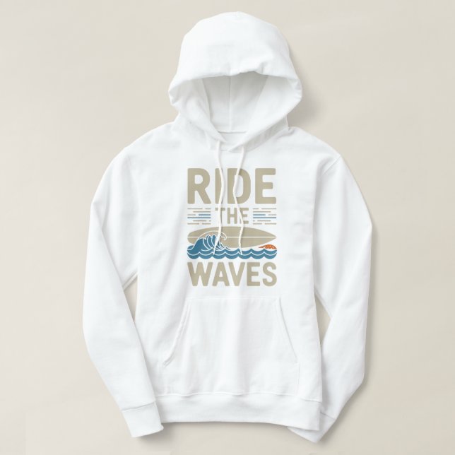 Veste À Capuche Ride Waves Retro Surfboard Design (Design devant)