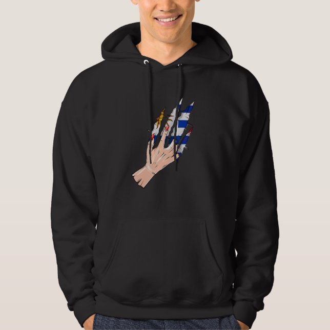 Veste À Capuche Rip À Main Avec Drapeau Uruguay (Devant)