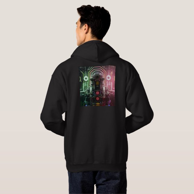 Veste À Capuche Robot 1 sweatshirt à capuchon noir (Dos entier)