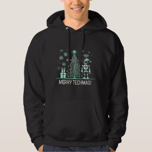 Veste À Capuche Robot IA avec arbre de Noël Tech - Joyeux Techmas