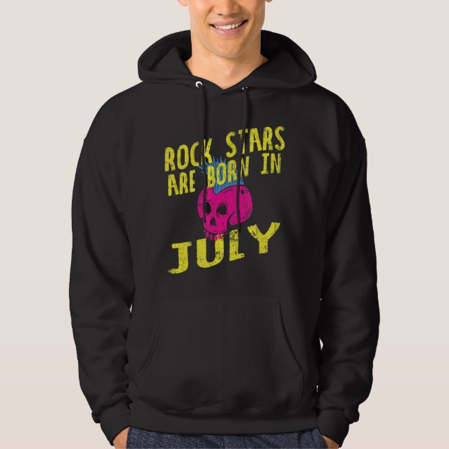 Veste À Capuche Rock Stars Sont Nés En Juillet Pour Enfants & Adul (Devant)