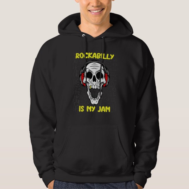 Veste À Capuche Rockabilly Est Mon Jam - Crâne Et Casque (Devant)