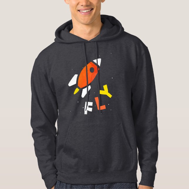 Veste À Capuche Rocket - Orange & Jaune Pop Art Abstrait. FLY! (Devant)