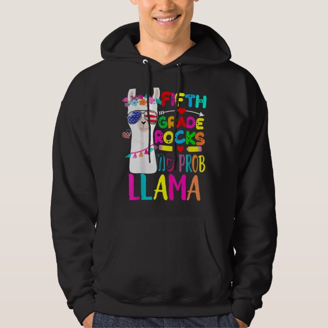 Veste À Capuche Rocks de 5e année Pas de Prob Enseignant Llama Ret (Devant)
