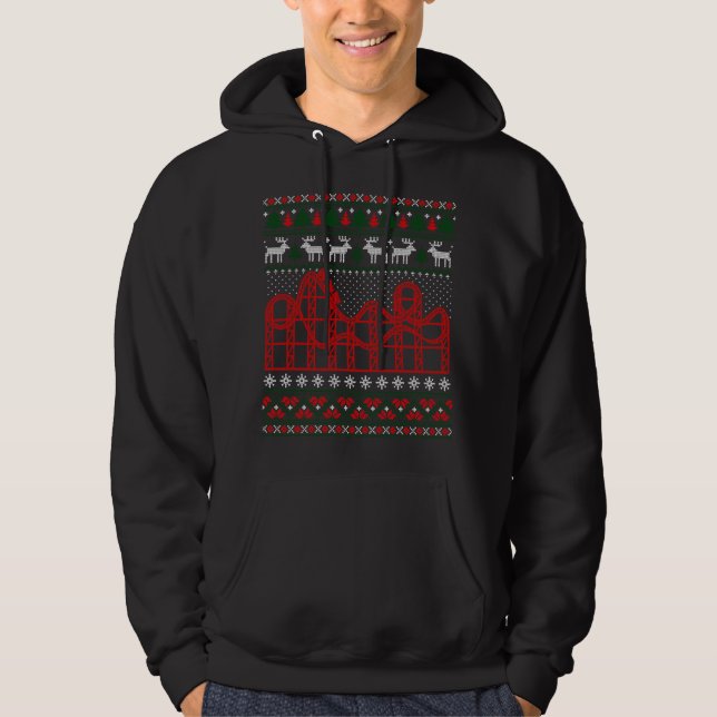 Veste À Capuche Roller Coaster Scene Ugly Christmas Sweater (Devant)