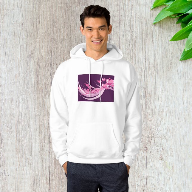 Veste À Capuche Romantique Abstrait Coeurs Rose Design Sur Violet (Créateur téléchargé)