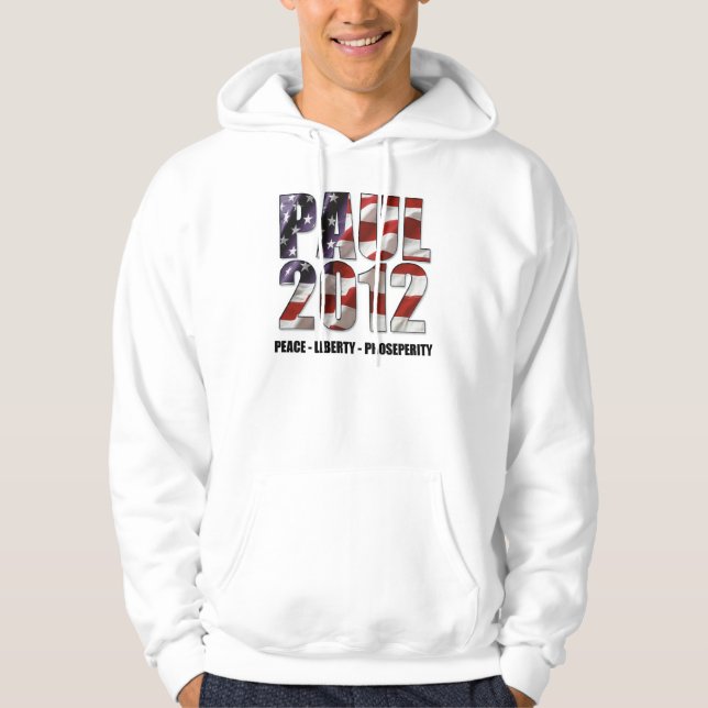 Veste À Capuche Ron Paul 2012 - Paix, liberté, prospérité (Devant)