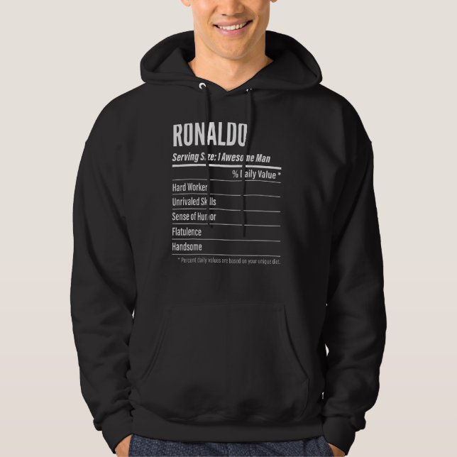 Veste À Capuche Ronaldo Taille du service Nutrition Étiquette Calo (Devant)