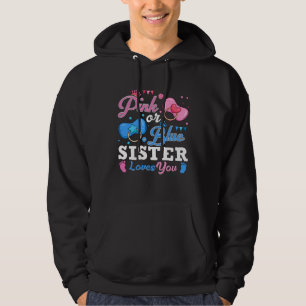 Veste À Capuche Rose ou Bleu Soeur T'aime Bébé Révélation du Sexe
