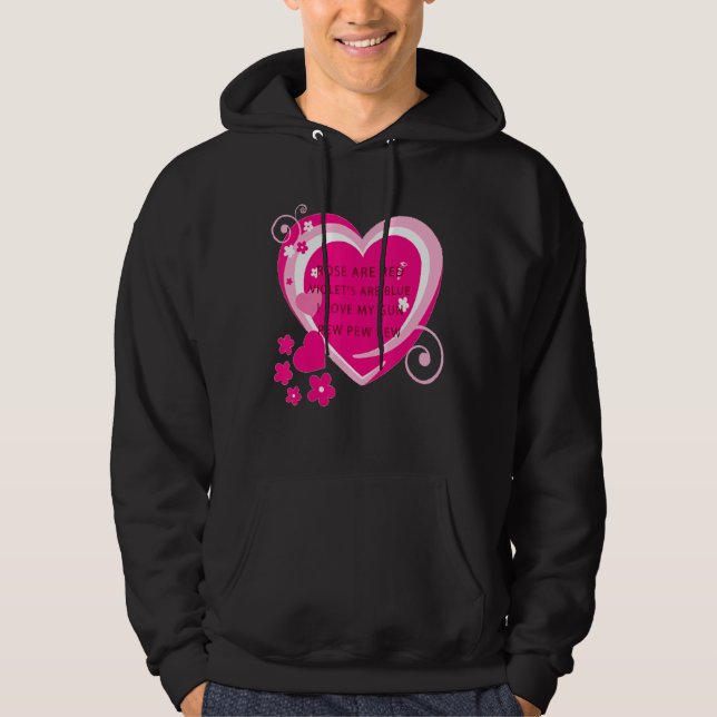 Veste À Capuche Roses sont rouges Violet sont bleus J'aime mon coe (Devant)