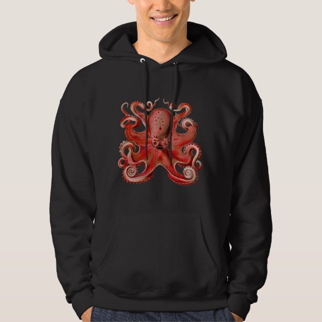 Veste À Capuche Rouge octopique de Haeckel (Devant)