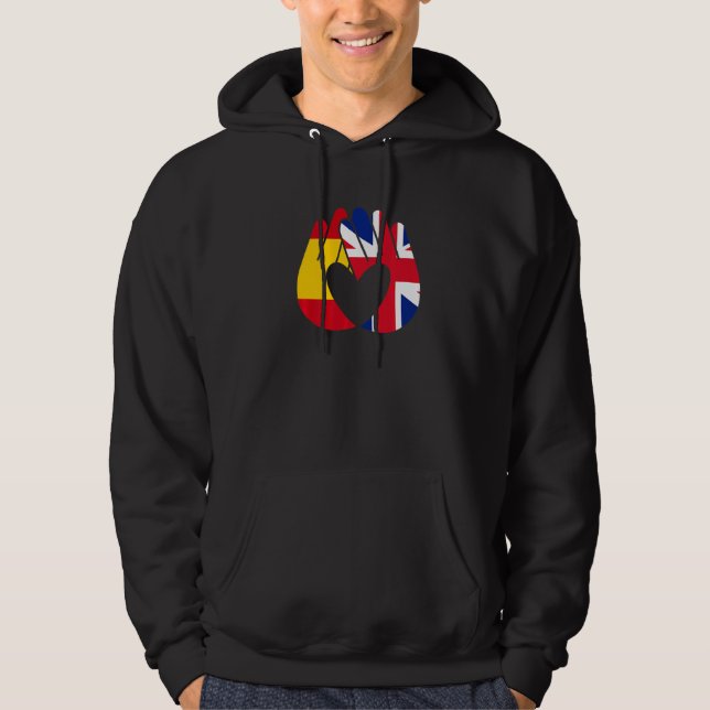Veste À Capuche Royaume-Uni Espagne Drapeau Fraternité d'amitié H (Devant)