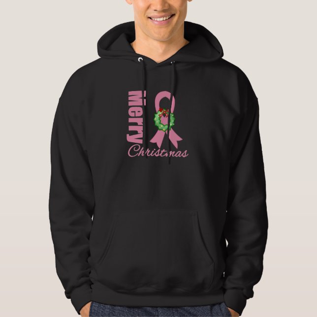 Veste À Capuche Ruban de Joyeux Noël de conscience de cancer du (Devant)
