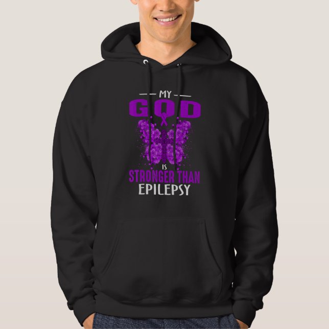 Veste À Capuche Ruban de sensibilisation à l'épilepsie Mon Dieu es (Devant)