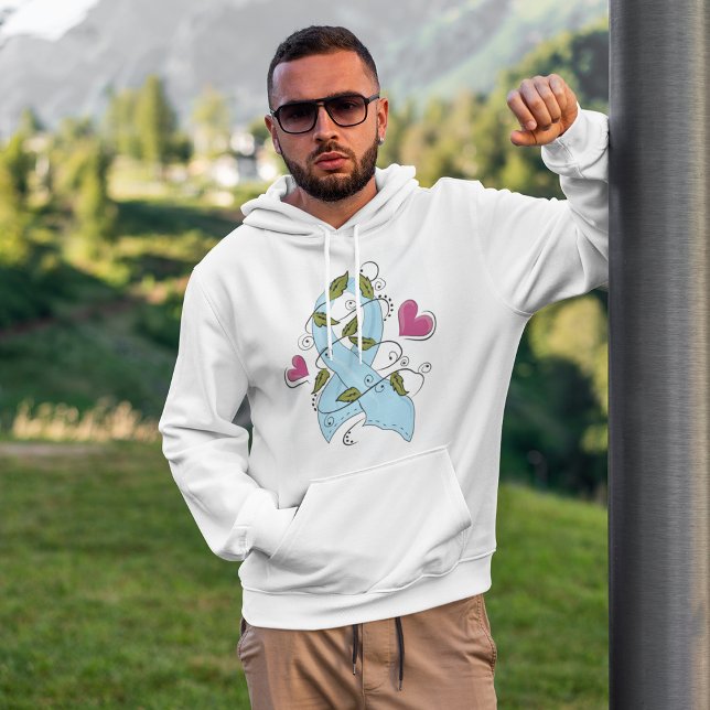 Veste À Capuche Ruban de sensibilisation bleu clair, soutien et es (Créateur téléchargé)