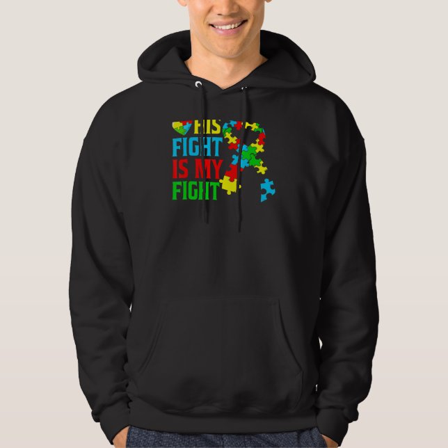 Veste À Capuche Ruban Heart Puzzle Son Combat Est Mon Combat Autis (Devant)