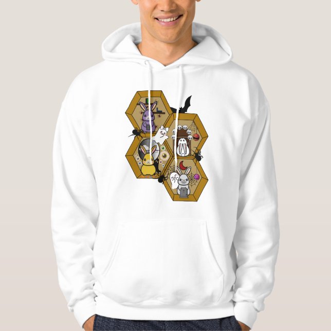 Veste À Capuche Ruche de lapin hanté effrayant - Maison de lapin d (Devant)