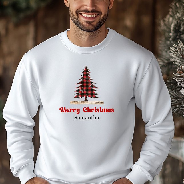 Veste À Capuche Rustic Custom Name Plaid Tree Christmas Hoodie Gif (Rustic Custom Name Plaid Tree Christmas Hoodie Gift)
