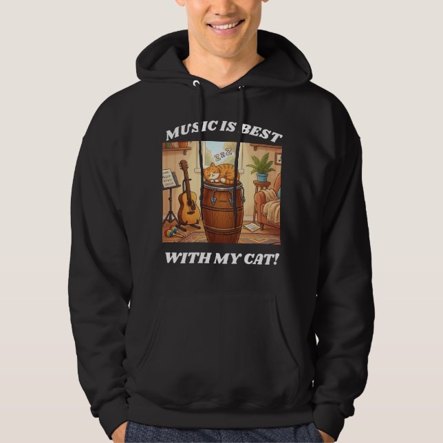 Veste À Capuche Rythmes et Moustaches, Musique et Miaulements, (Devant)