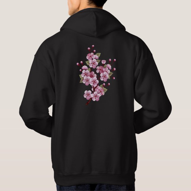 Veste À Capuche Sakura rose sur la peinture Arrière - plan (Dos)