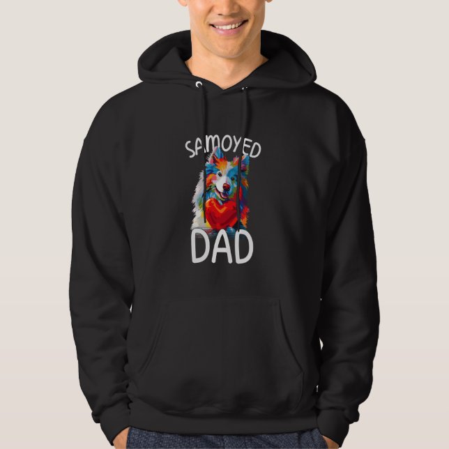 Veste À Capuche Samoyed Papa Design Pop Art Mens Samoyed Chien (Devant)