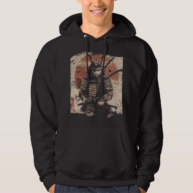Veste À Capuche Samurai Chat Guerrier Art Amateurs (Devant)