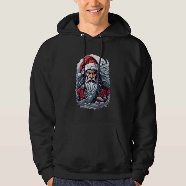 Veste À Capuche Samurai Père Noël Warrior Christmas Art Cadeau (Devant)