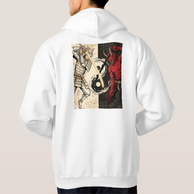Veste À Capuche Samurai vs Japanese Oni Demon Dual Yin Yang Graphi (Dos)