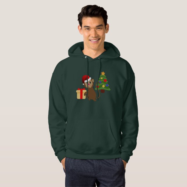 Veste À Capuche santa claus monkey emoji mens sweatshirt capoté (Devant entier)