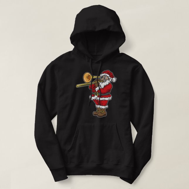 Veste À Capuche Santa Claus playing Trombone for Christmas Premium (Design devant)
