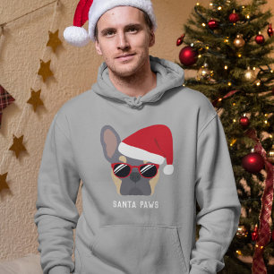 Veste À Capuche Santa Paws Noël Lilas Tan Bouledogue Français