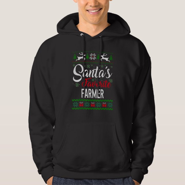 Veste À Capuche Santa's Favorite Farmer Christmas Ugly Sweater fam (Devant)