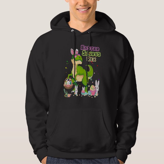 Veste À Capuche Saurus de Pâques Rex Dinosaure T Rex Panier de lap (Devant)