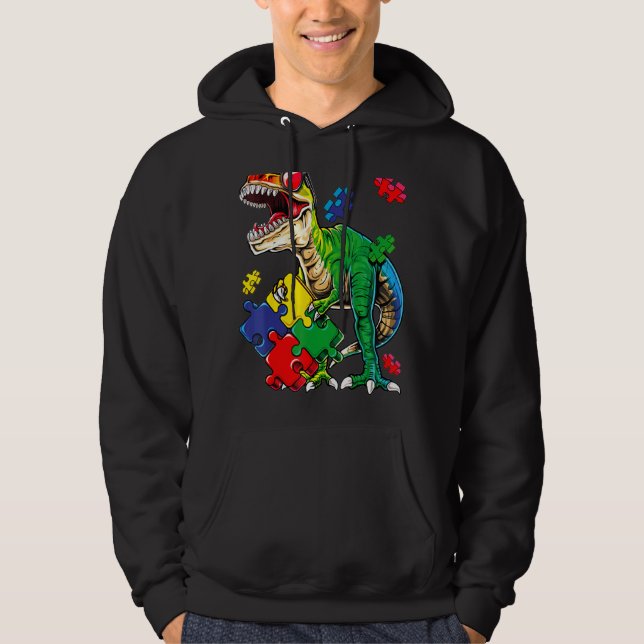 Veste À Capuche Saurus Dinosaur Saurus Sensibilisation sur l'autis (Devant)