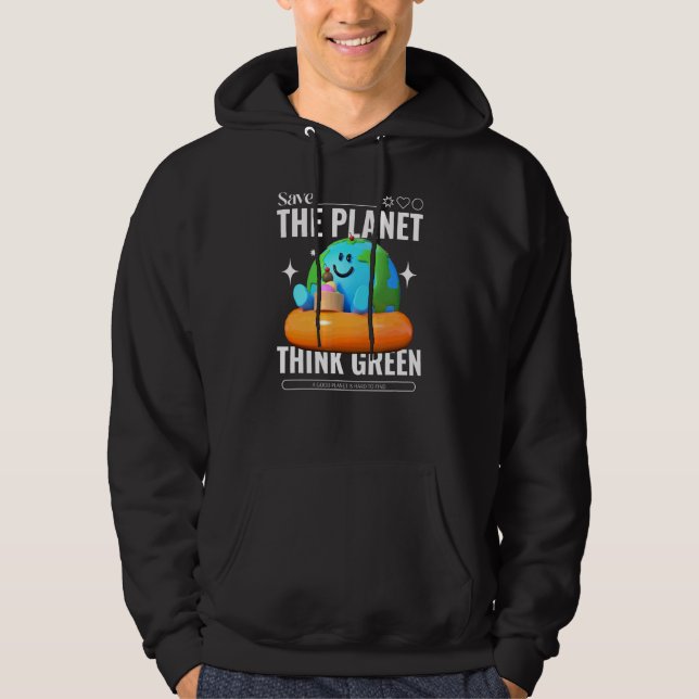 Veste À Capuche Sauvez la planète Penser vert (Devant)