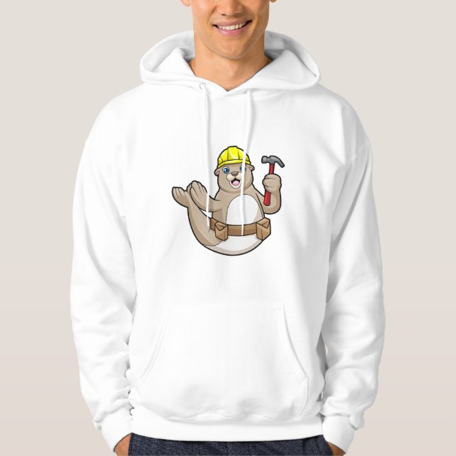 Veste À Capuche Sceller comme charpentier avec marteau et Casquett (Devant)