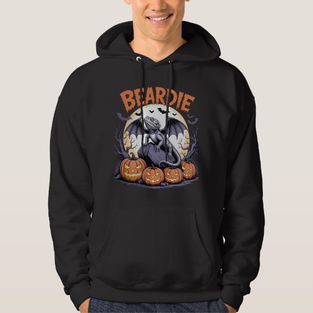 Veste À Capuche Scène de la lune d'Halloween à Beardie (Devant)