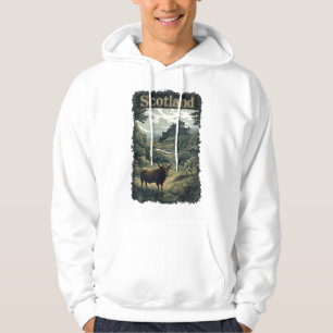 Veste À Capuche Scotland Design : Highland Cow, Castle, and Scener