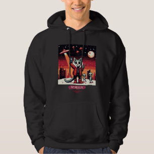 Veste À Capuche Selfie OVNI de chat : Pixel Art #23 (Chat Rouge)