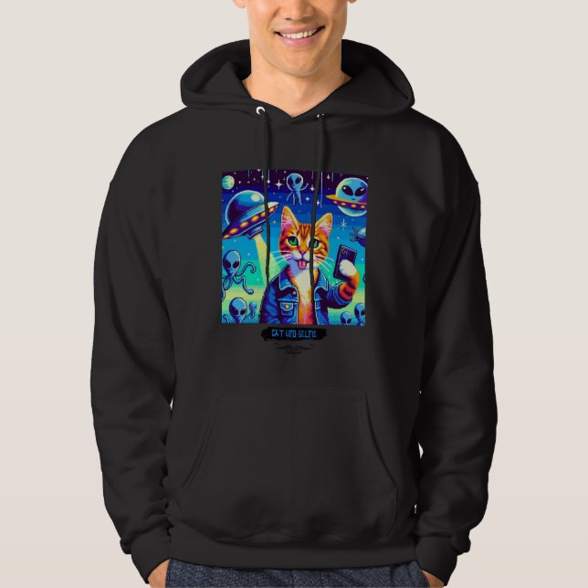 Veste À Capuche Selfie OVNI de chat : Pixel Art #29 (Devant)