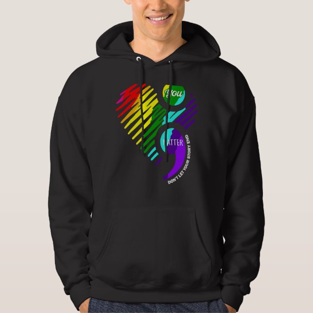 Veste À Capuche Semicolon Mois de la sensibilisation mentale 12 Ét (Devant)