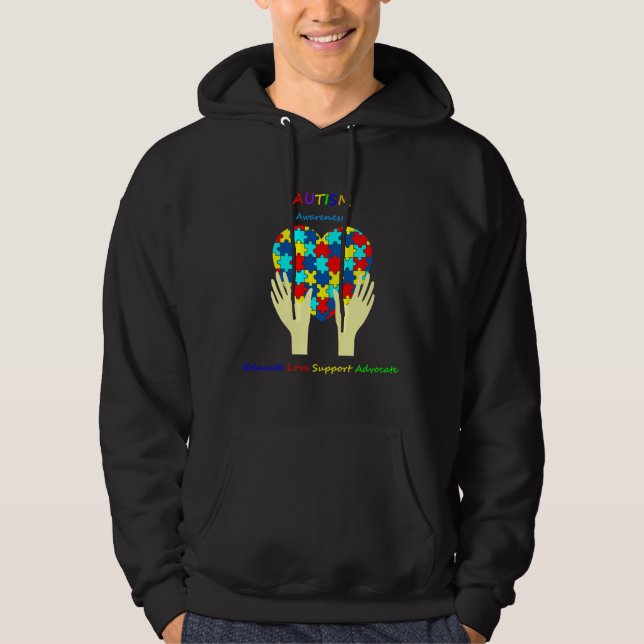 Veste À Capuche Sensibilisation à l'autisme Éduquer Amour Soutenir (Devant)