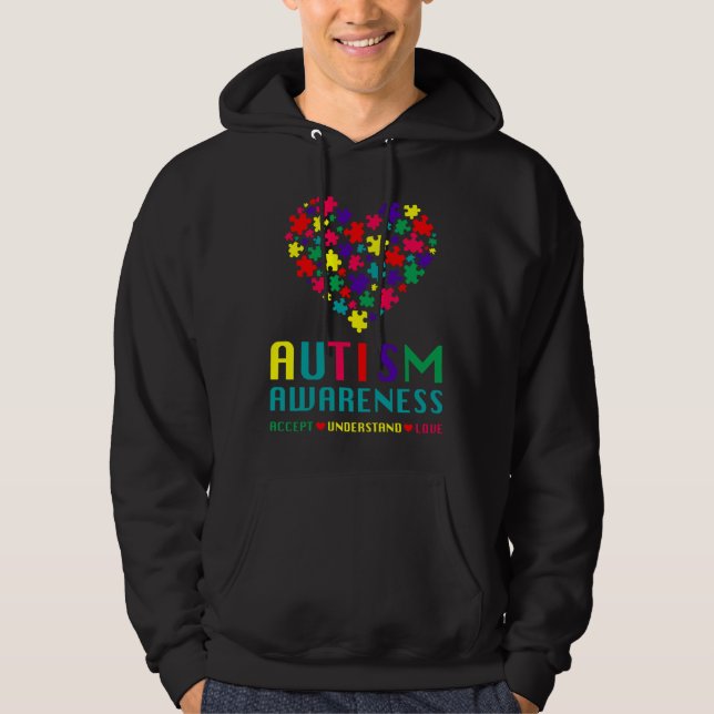 Veste À Capuche Sensibilisation sur l'autisme Accepter Comprendre  (Devant)