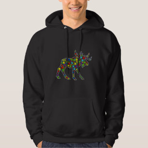 Veste À Capuche Sensibilisation sur l'autisme Cute Moose Puzzle Pi