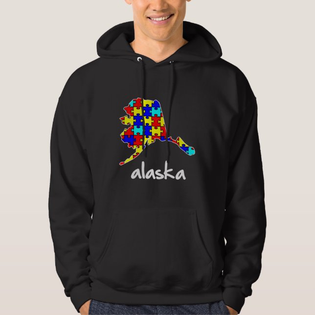 Veste À Capuche Sensibilisation sur l'autisme de l'Alaska (Devant)