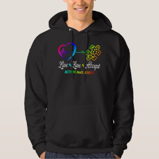 Veste À Capuche Sensibilisation sur l'autisme Live Love Accepter