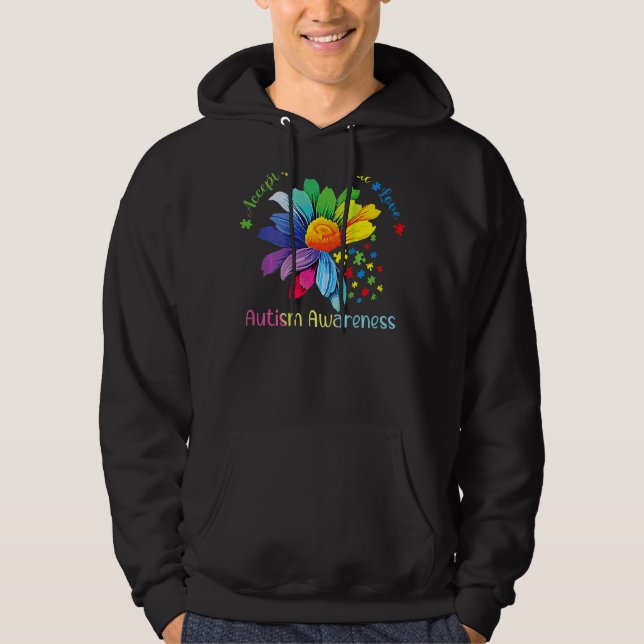 Veste À Capuche Sensibilisation sur l'autisme Sunflower Accepter C (Devant)