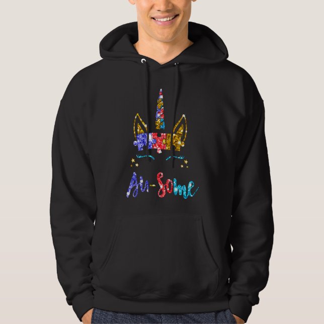 Veste À Capuche Sensibilisation sur l'autisme Unicorn (Devant)