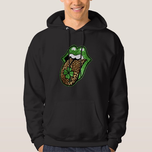 Veste À Capuche Shamrock à lèvres à goutte Green Leopard St Part (Devant)