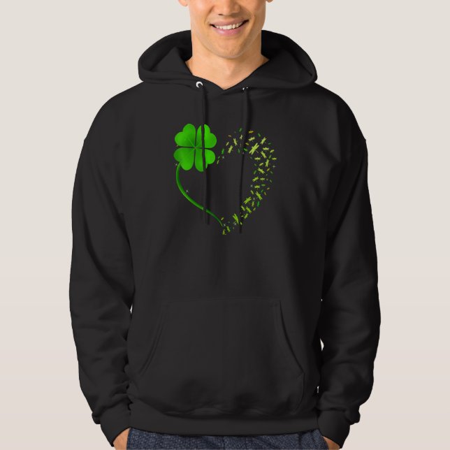 Veste À Capuche Shamrock de coeur Dragonfly Happy St Patrick S Day (Devant)